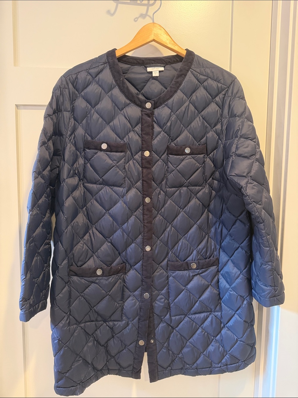 J. Jill Navy Quilted Puffer Jacket